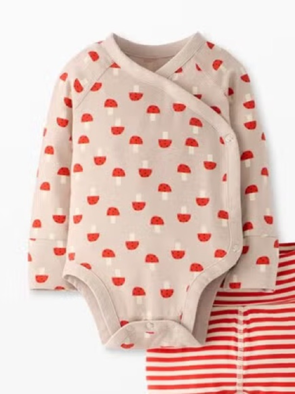 Hanna Andersson beige/tan mushroom bodysuit 3-6 mo